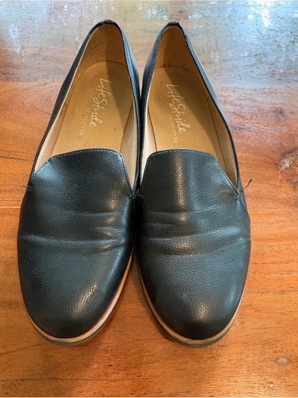 Life Stride Black Slip-On Leather Loafers for Men